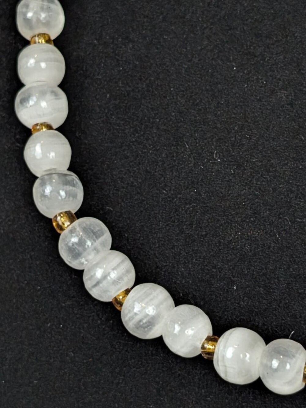 Vintage Doubled White Cloudy Bead Necklace